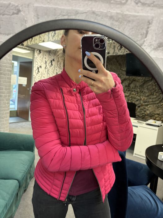 Guess kurtka pikowana ramoneska przeciwdeszczowa pink flo neon xs S 34