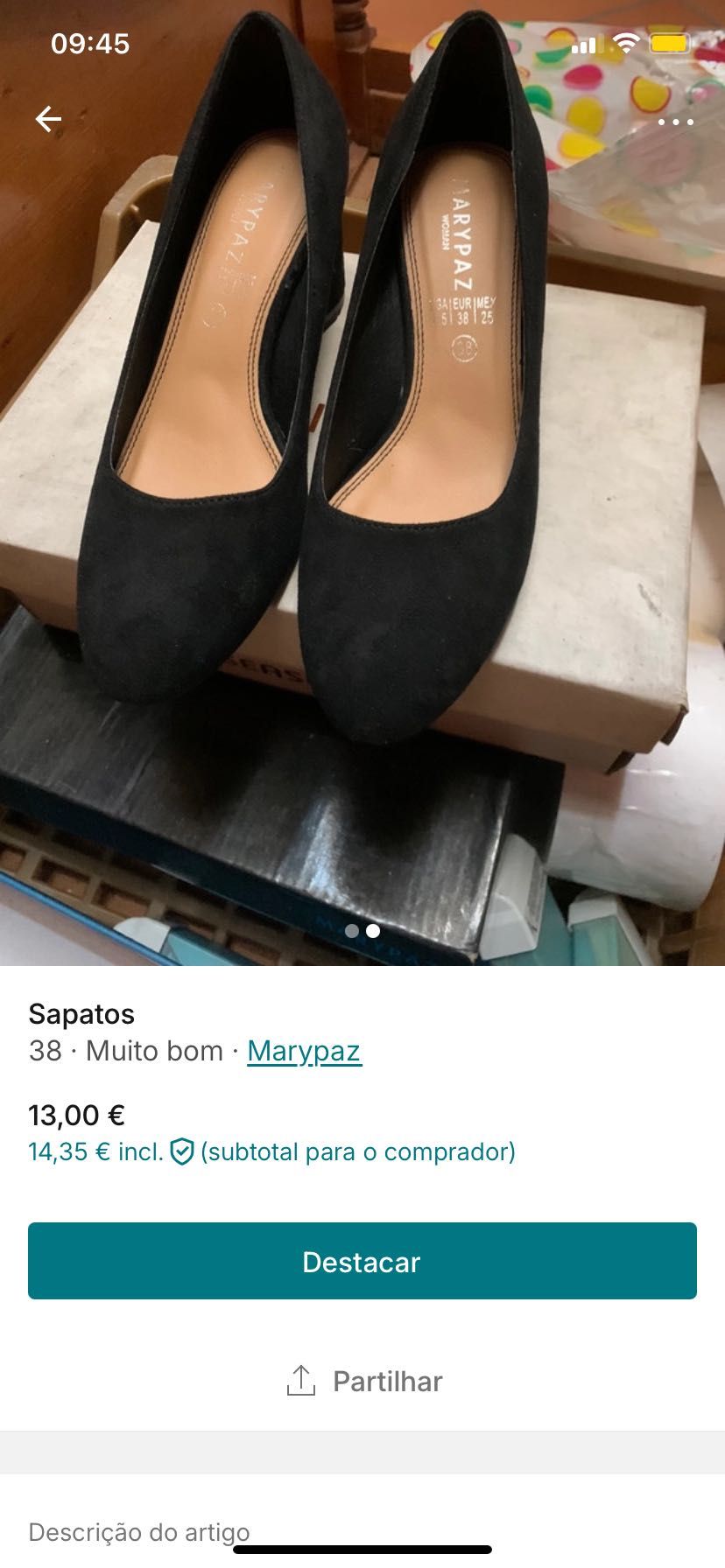 Sapatos usados uma vez