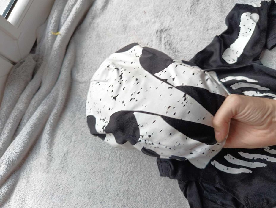 Strój karnawałowy, przebranie halloween, kostium kościotrup Dino 92 98