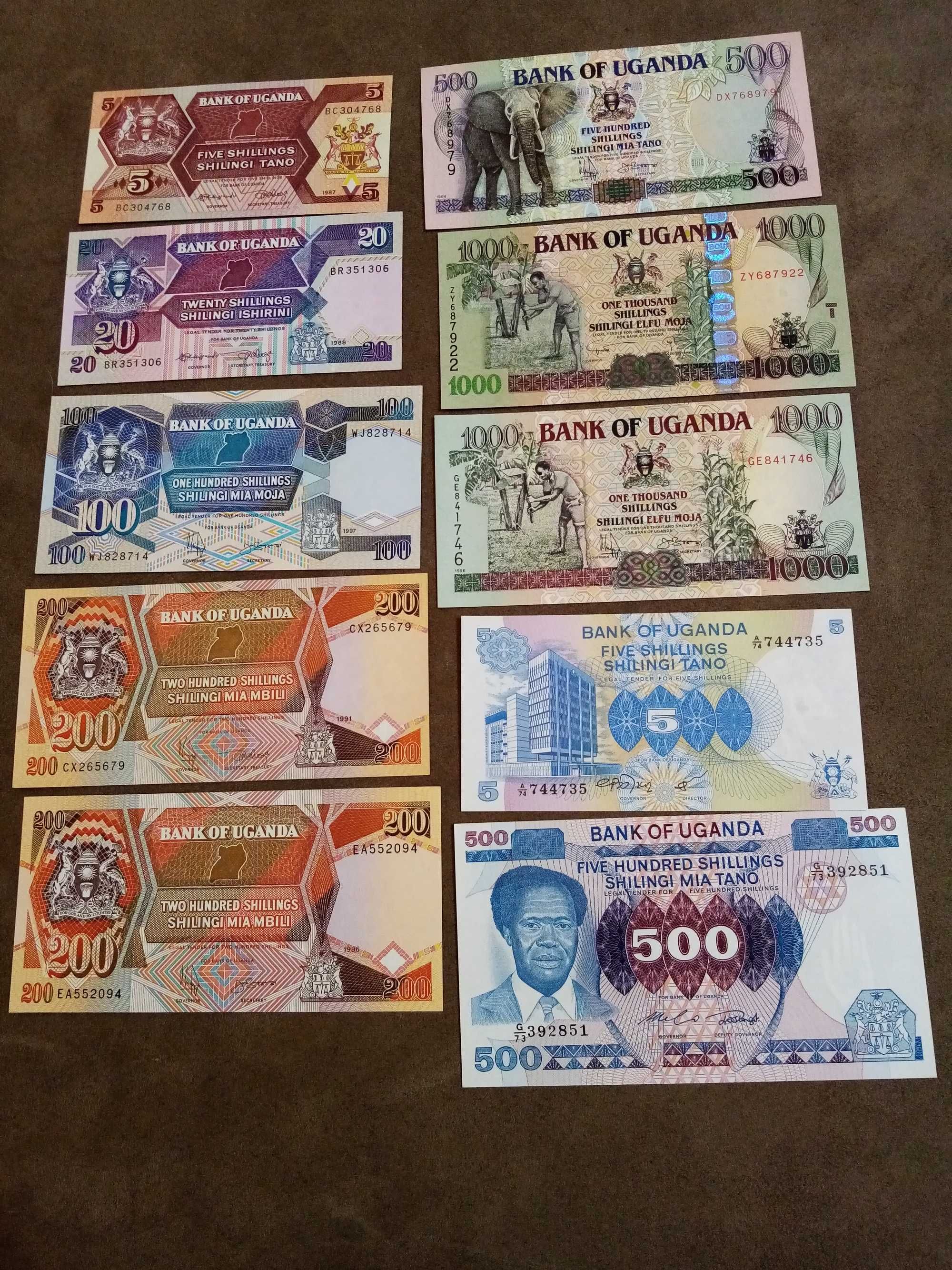 UGANDA lote de 10 notas novas. Não Circuladas conforme foto.