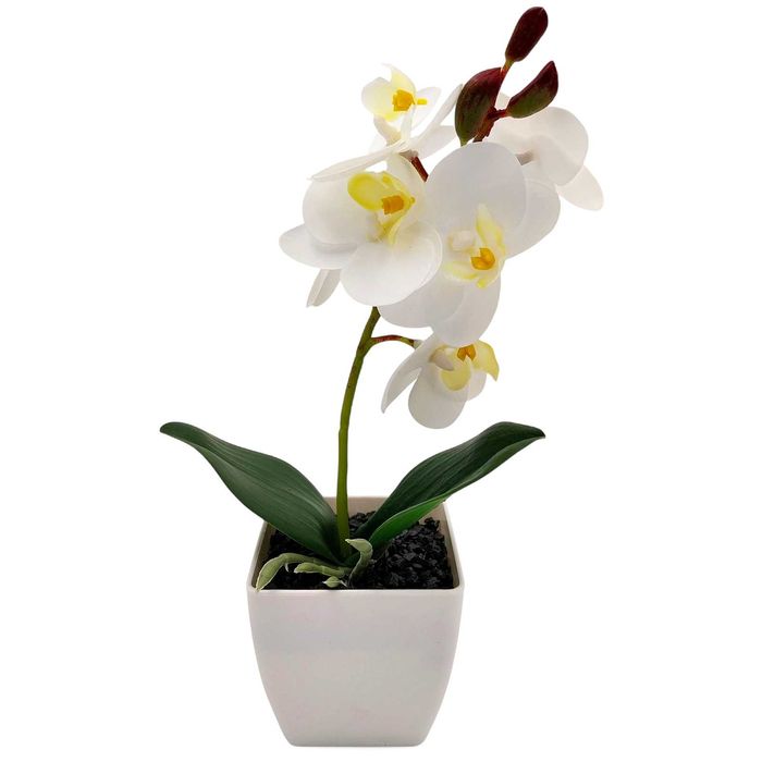 Sztuczny storczyk w doniczce biały silikonowy orchidea ozdobna 30cm