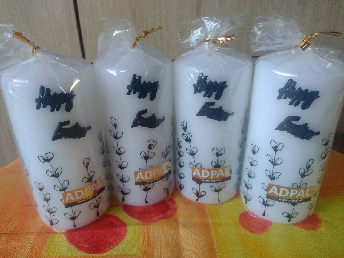 Wielkanoc 4 świece pieńkowe Happy Easter czarne bazie