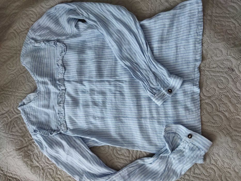 Koszula damska bluzka lniana z falbanką aeterie favilla XS