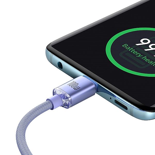 Kabel Baseus CAJY USB-C - USB-C PD QC 100W 5A 480Mb/s 2m - fioletowy