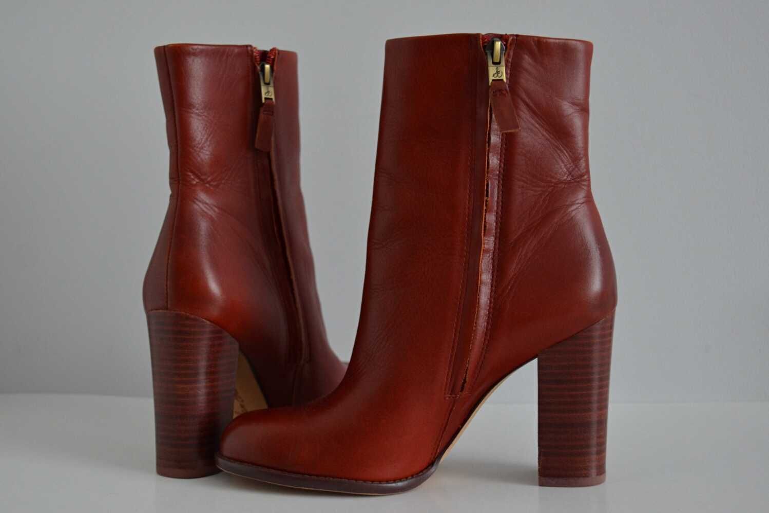 UWODZICIELSKIE rude botki Sam Edelman naturalna skóra 38