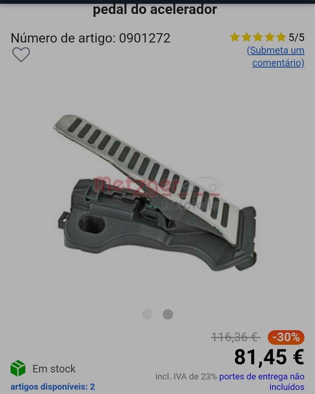 Pedal NOVO acelerador grupo VW/SEAT/SKODA/AUDI