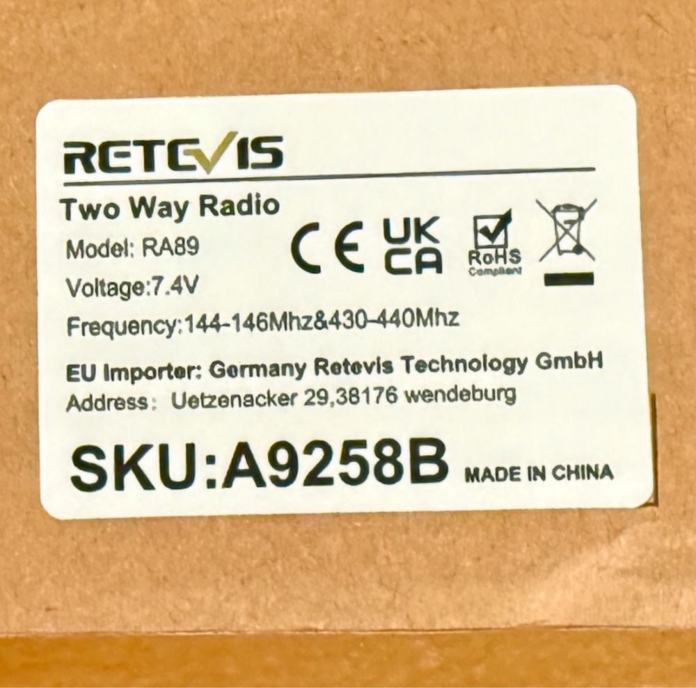 Рация Retevis RA89 (TYT-99) Ретевис / версии для EU и USA
