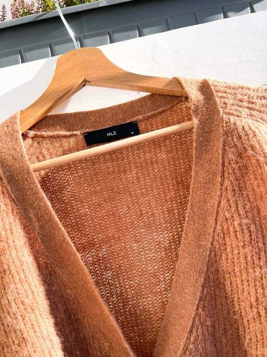Rudo brązowy wełniany kardigan oversize MLE Collection Mackay M