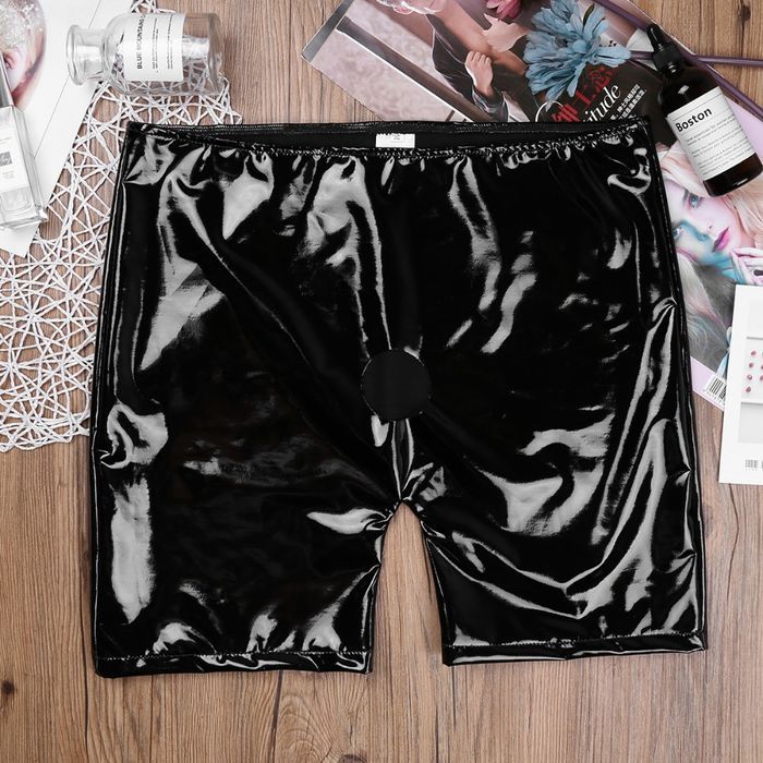 Męskie Lateksowe Bokserki Z Otworem Bermudy z Dziurką LATEX - XL