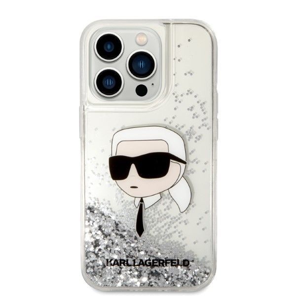 Karl Lagerfeld Etui Ochronne iPhone 14 Pro 6,1" Srebrne z Brokatem