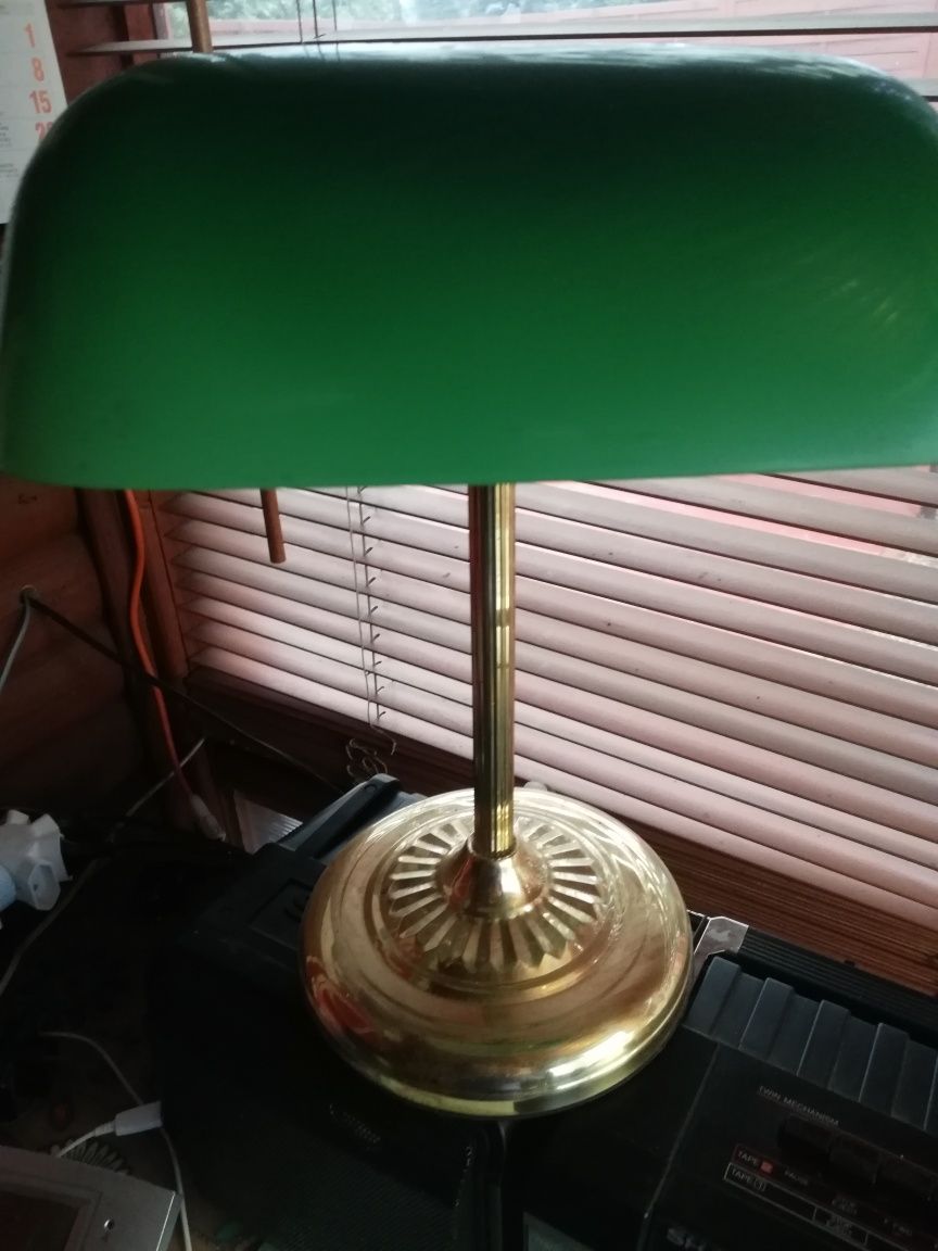 Piękna lampa mosiężna, Szklany klosz unikatowa