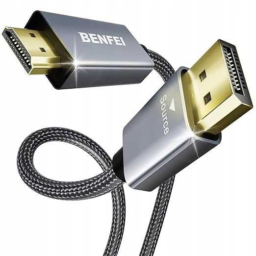 Kabel Displayport do HDMI jednokierunkowy nylonowy 1,8m szary BENFEI
