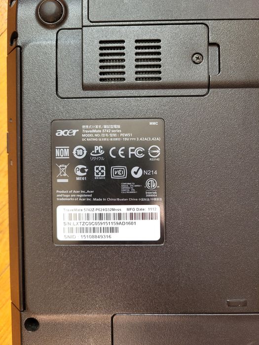 Ноутбук Acer TravelMate 5742, Windows 10, 8/128 Gb