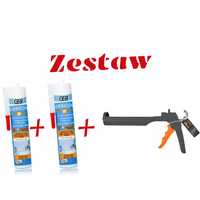 zestaw pistolet do silikonu + 2szt Silikon Sanitarny Biały GEB  310 ml