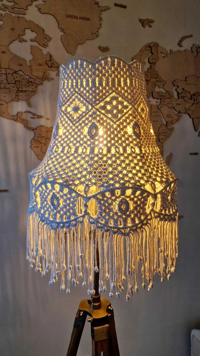 Abażur makrama boho pleciony handmade rękodzieło