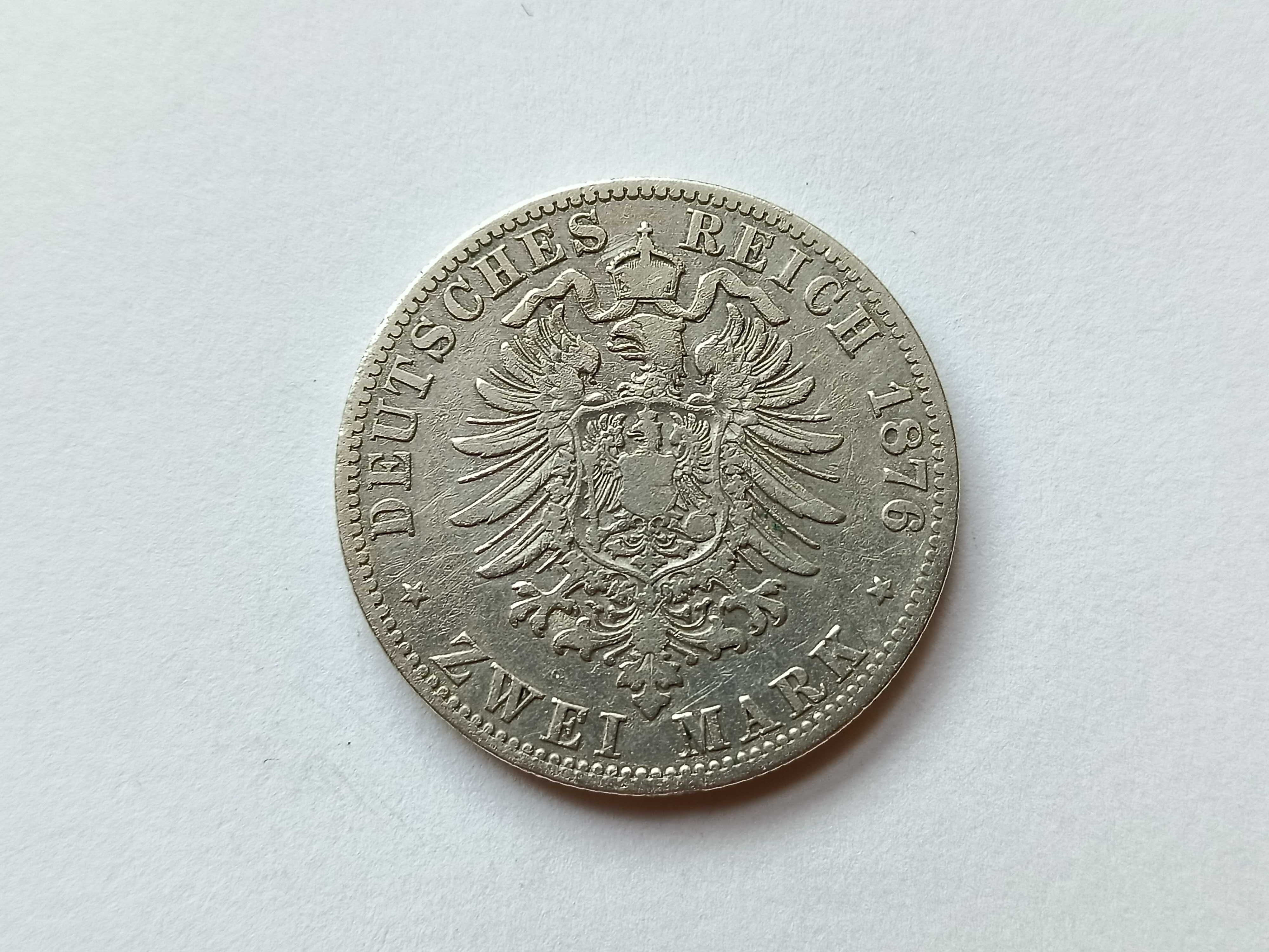 2 marki 1876 A Niemcy Prusy Wilhelm  l Stan 2 oryginał Srebro