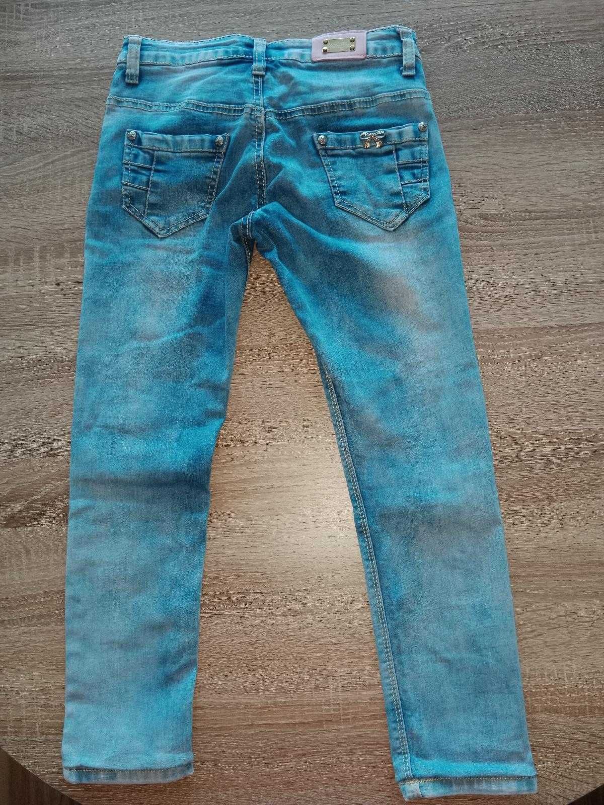 Spodnie jeansowe dżinsowe używane elastyczne rozmiar 134/140 tanio