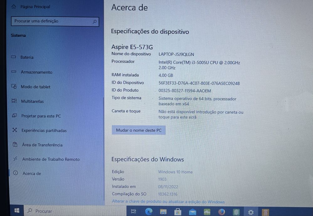 Portatil Acer E5-573G