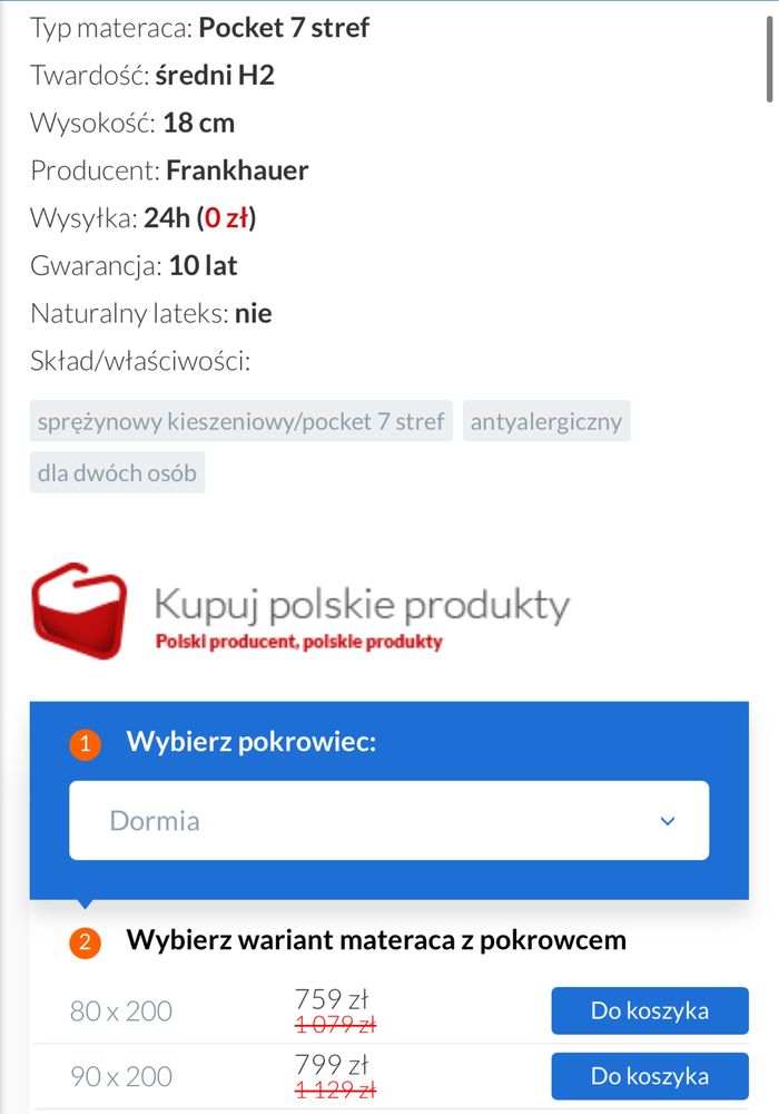 2 x Łóżko sosnowe z pojemnikiem - kolor - bielone. Materac posejdon