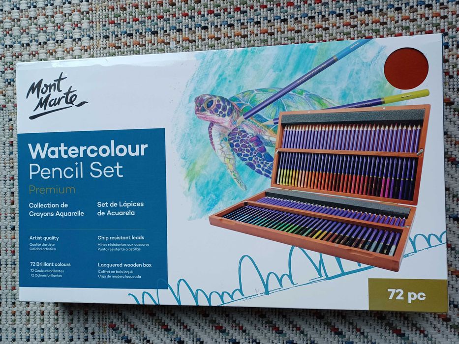 Mont Marte zestaw 72 kredki akwarelowe Nowa Wrocław drewniane pudełko