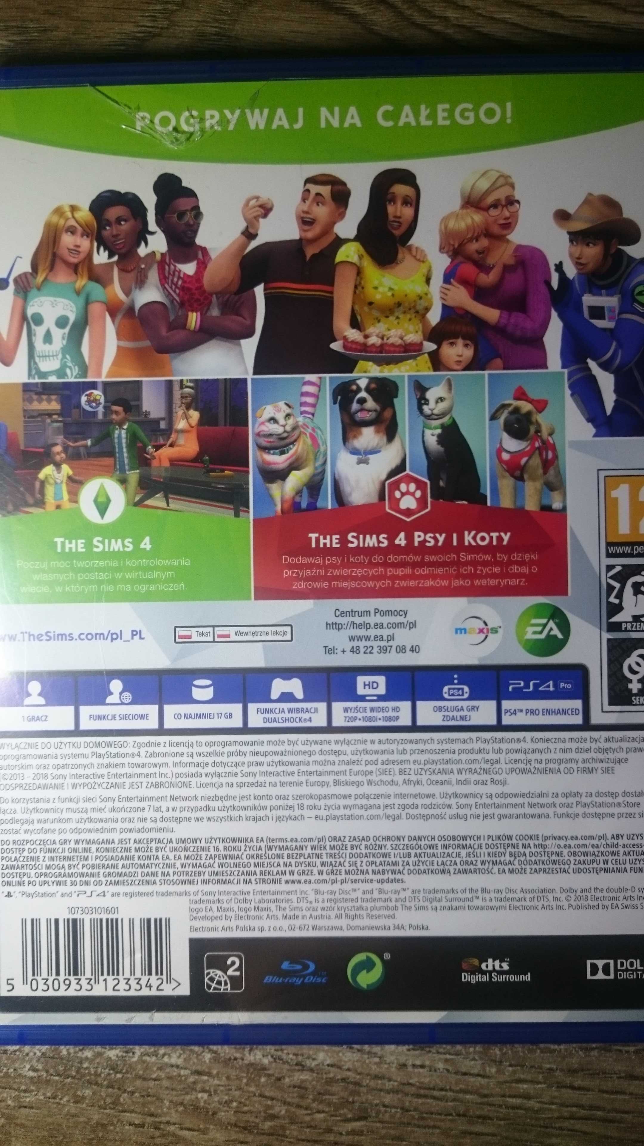 Dwie gry Sims 4 + Sims 4 Psy i koty ps4 playstation 4 lego minecraft