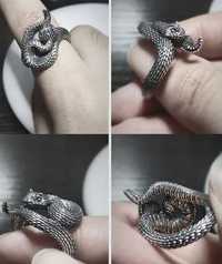 Коллекционное кольцо покрытие серебро S925 Гремучая Змея