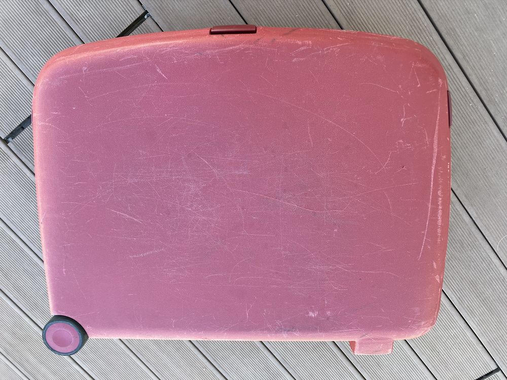 Mala de viagem rigida Samsonite vermelha com porta fatos
