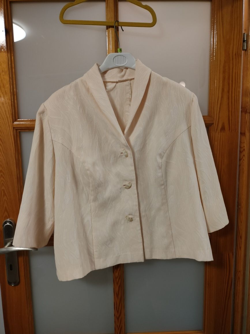 Damski elegancki żakiet kremowy/beżowy r. 52