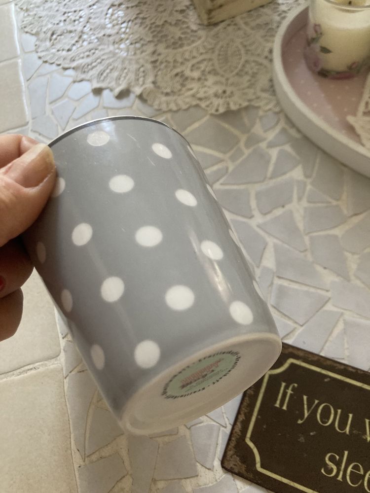 Kubki porcelana  Krasilnikoff Shabby  szary 2x