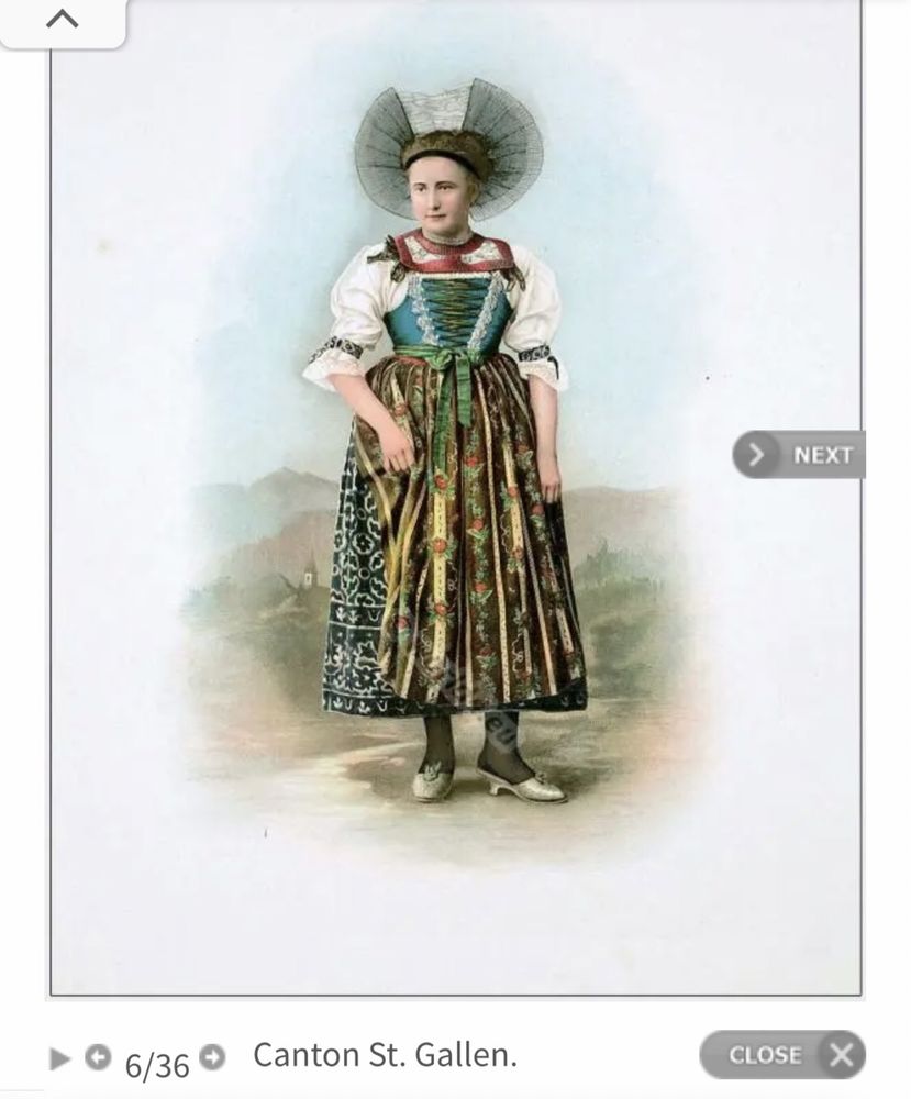 Винтажное чайное полотенце национальный костюм швейцария рушник вінтаж