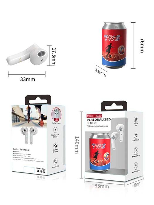 Słuchawki Bezprzewodowe TWS Bluetooth Puszka H35T