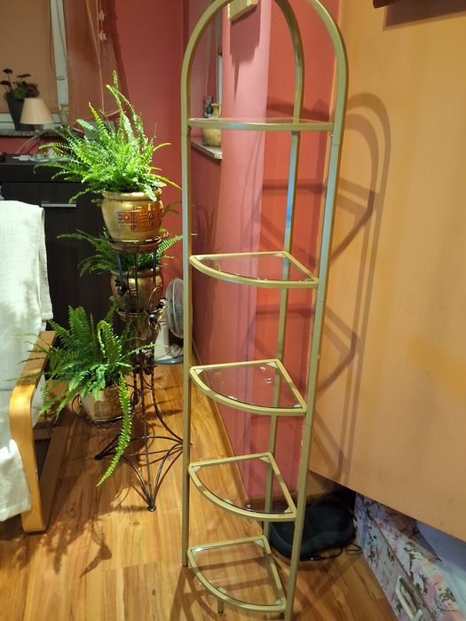 Regał narożny biurowy Szkło chartowane 5 poziomów