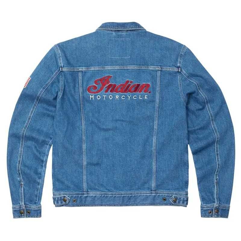 Męska kurtka jeans Indian, niebieska motocyklowa