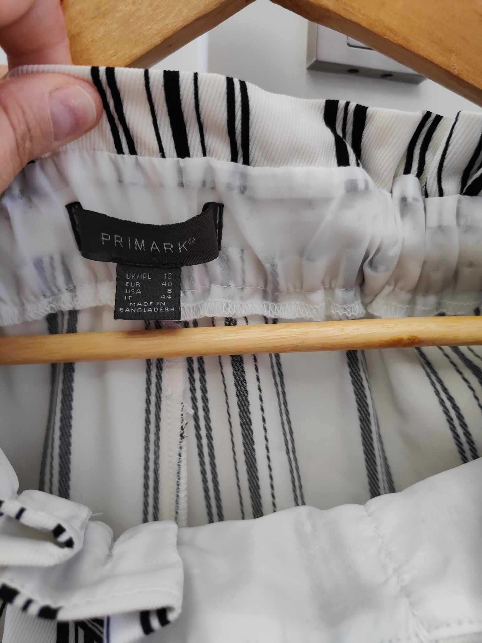 nowe białe spodnie z szeroką nogawką w paski lato zwiewne Primark 42