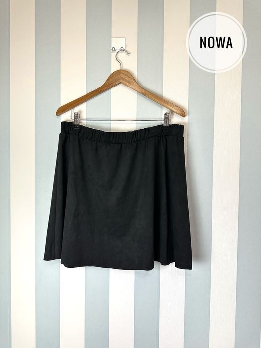 Nowa czarna welurowa spódnica do kolan na gumce 42 XL VRS woman