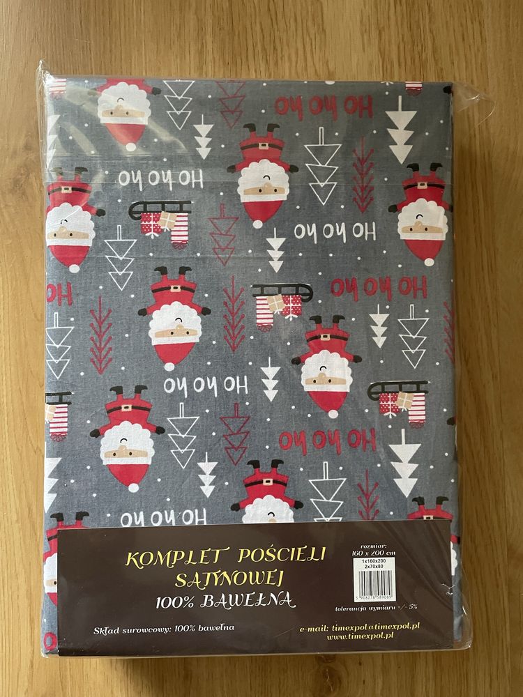 Świąteczny komplet pościeli satynowej 100% bawełna - 160x200cm