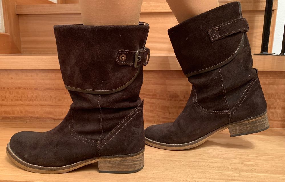 Botas em castanho e camurça da Levis