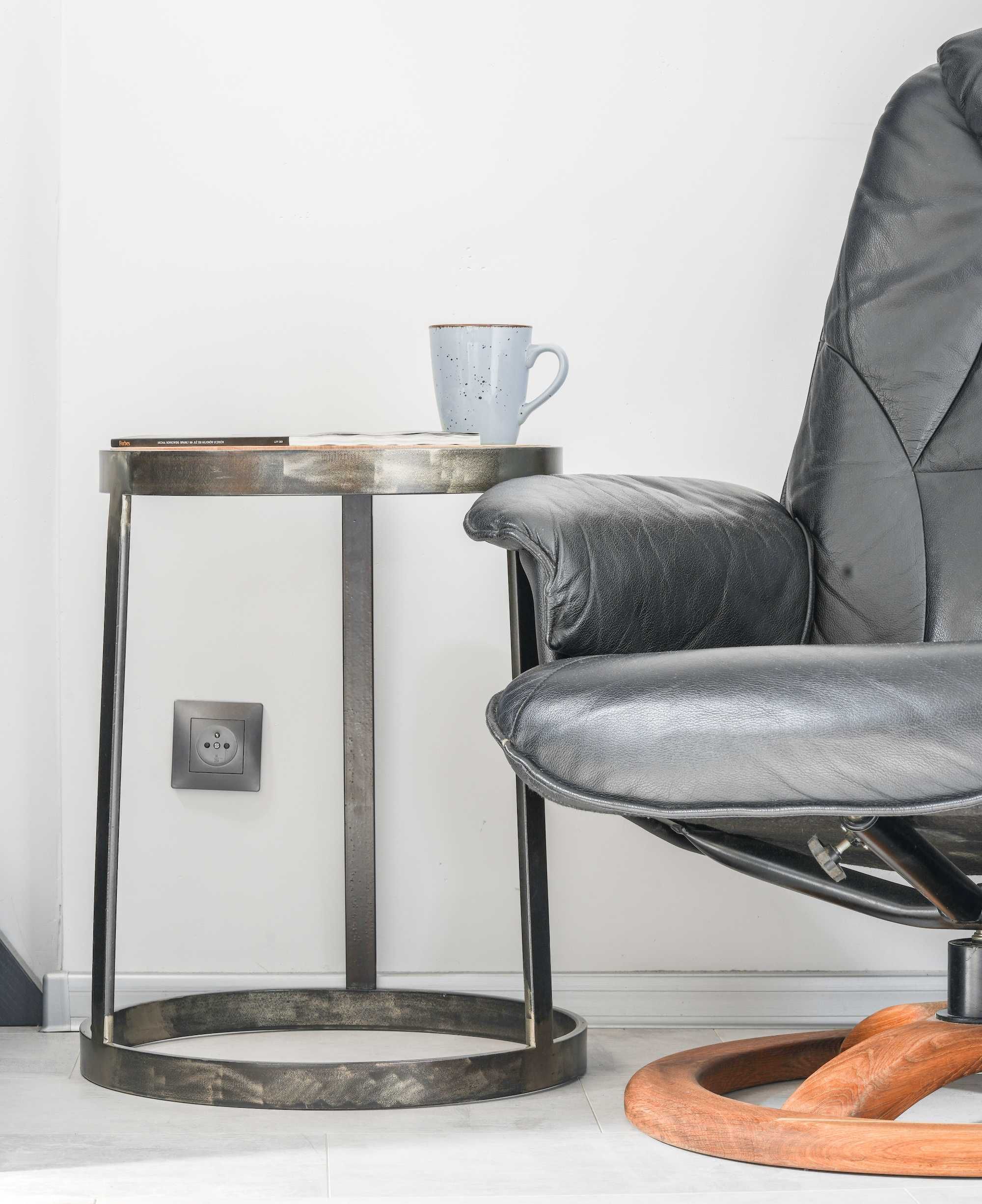 Stolik kawowy, stolik loft metal + drewno dębowe kolor czarny
