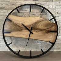 Zegar w stylu loft z orzecha włoskiego o srednicy 60 cm