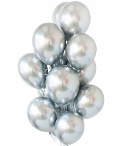 Balony Srebrne Metaliczne Impreza Wesele Urodziny Przyjęcie 100 Szt