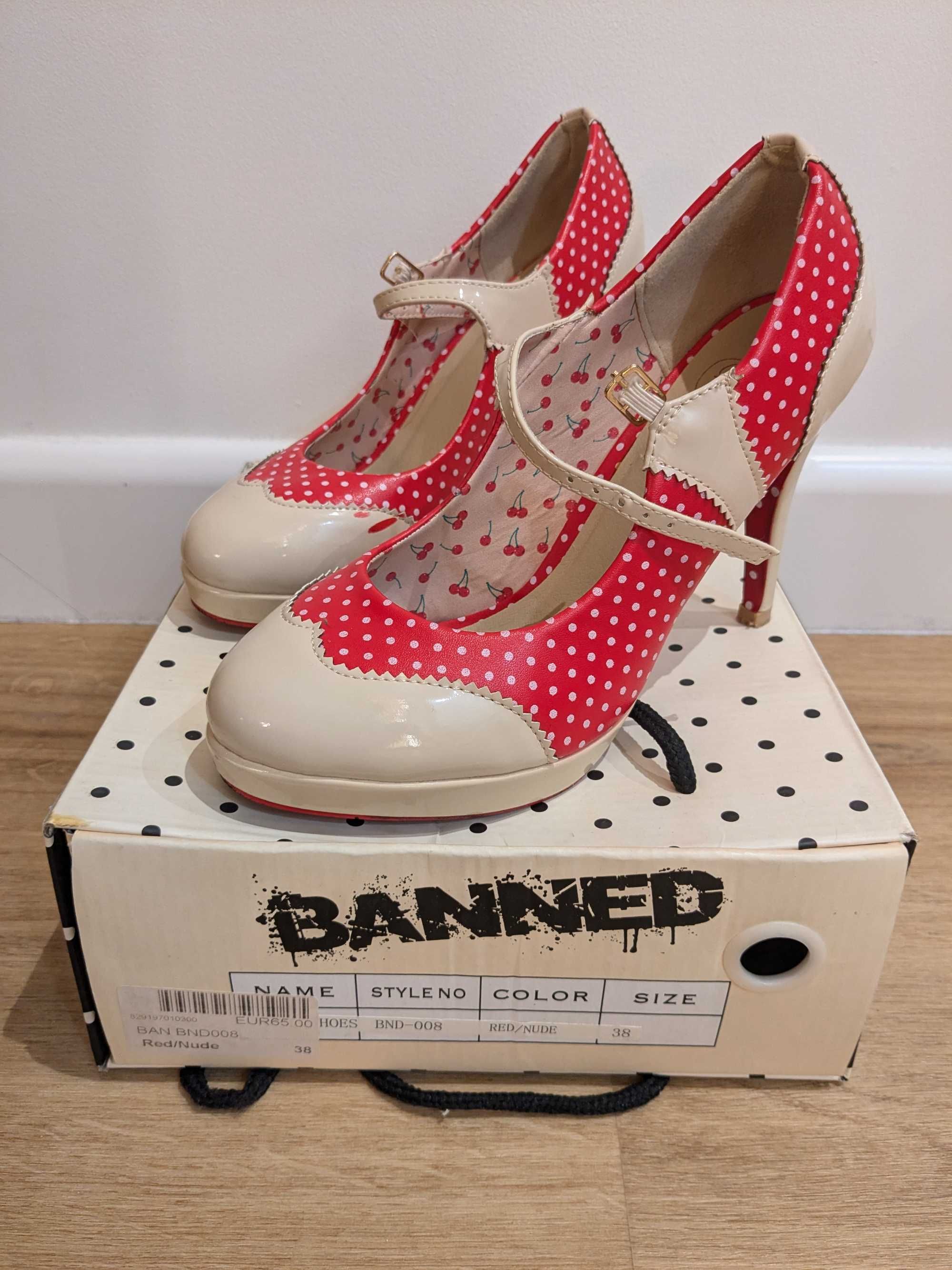 buty, banned obcas grochy, retro,vintage