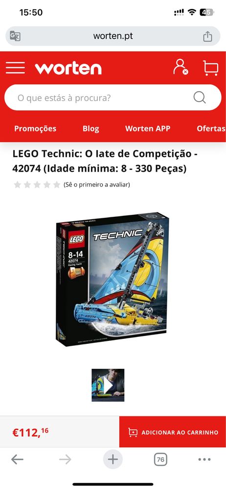 Lego 42074 Iate de competiçao