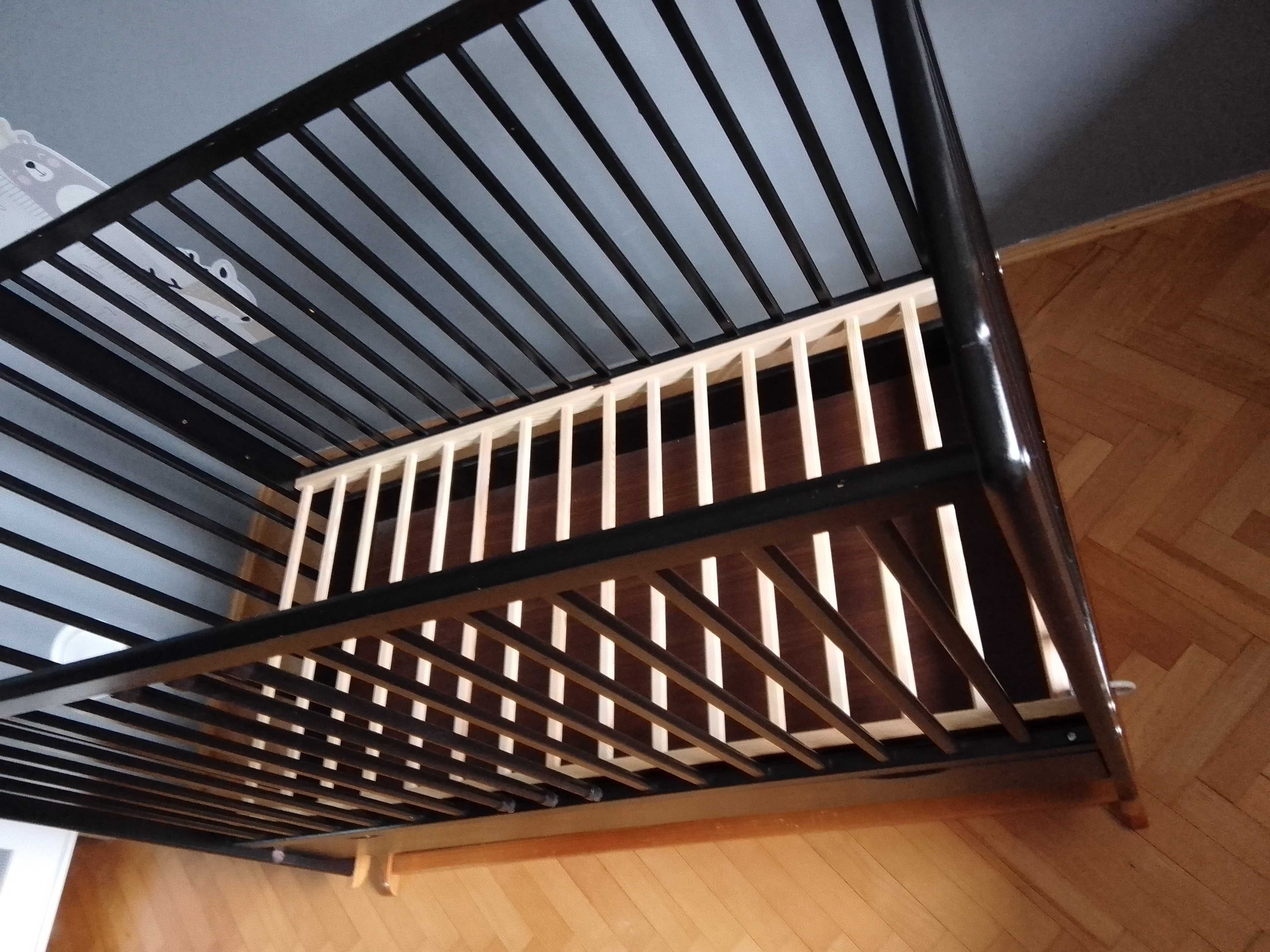 łóżeczko kołyska 60x120 sosnowe wenge z szufladą i biegunami