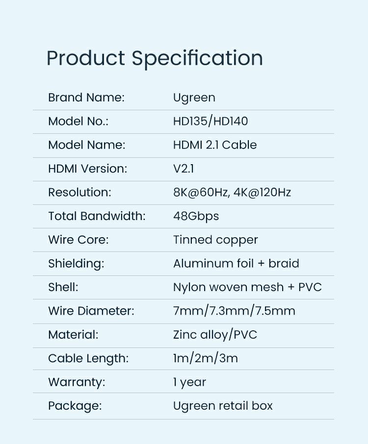 Кабель 3 метра hdmi  2.1 ultra  48gbps  8k 4к, цинк