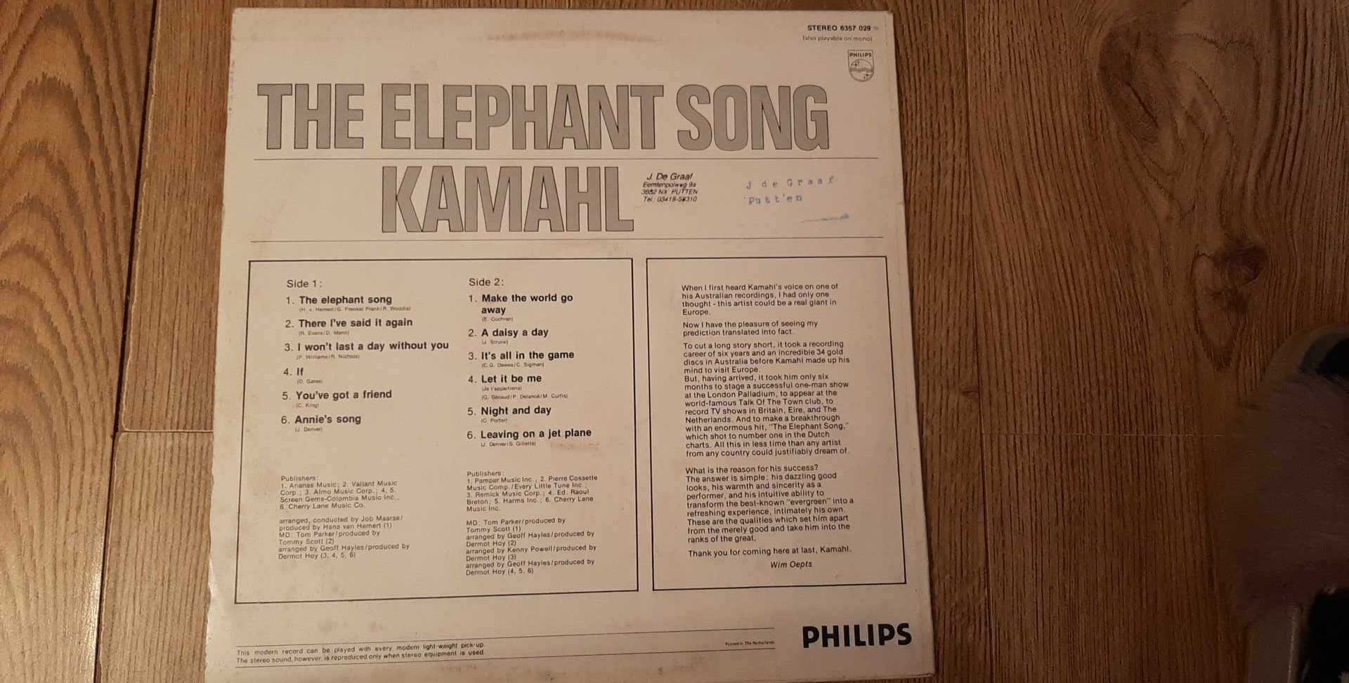 Kamahl “The Elephant Song”-płyta winylowa