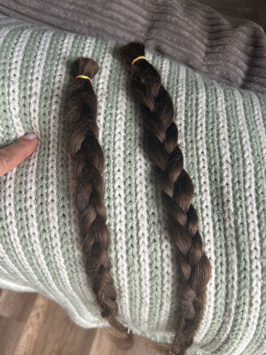 Wlosy naturalne dziewicze krecone ciemny braz dwa warkocze 50 cm