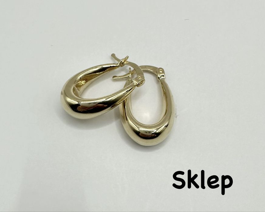 Złote Kolczyki Krople/Łezki Owalne Pr.585 NOWE !