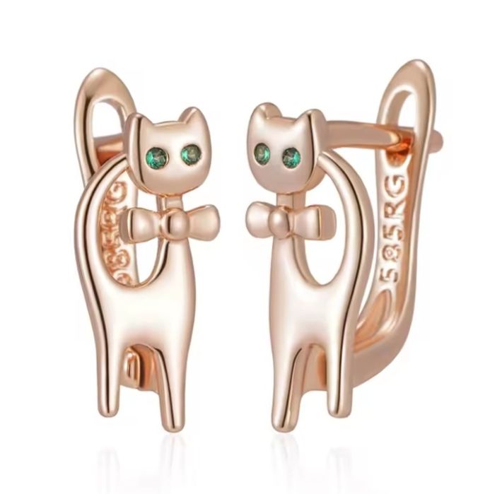 Kolczyki Różowe złoto 585 Kotki WYPRZEDAŻ!!!