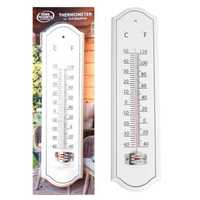 Termometr Home Accents drewniany zewnętrzny wewnętrzny 25x6cm BIAŁY