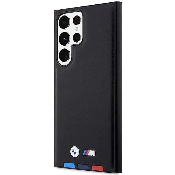 Etui Bmw Leather Stamp Tricolor na Samsung Galaxy S23 Ultra - czarne